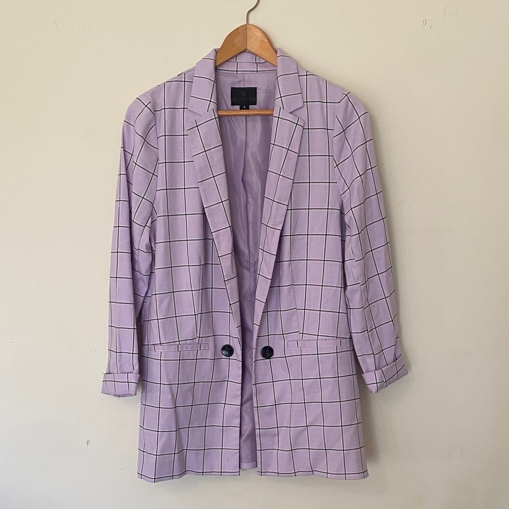 Worthington Lavender Grid Blazer